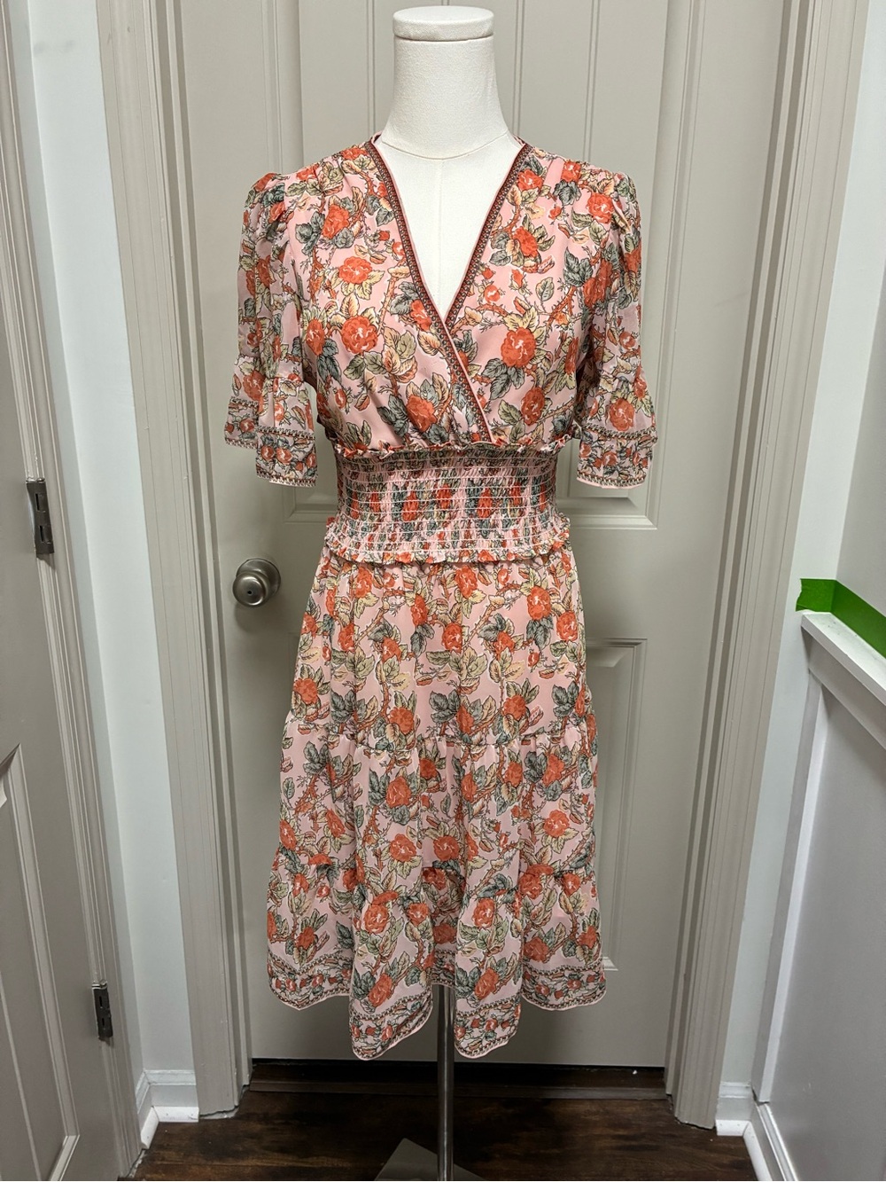 Max Studio Pink Floral Wrap Midi Dress
